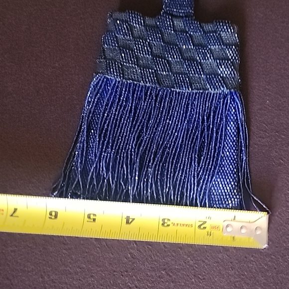 Vintage Blue Beaded Glass Purse Fringed Flapper Handbag. - Picture 4 of 7